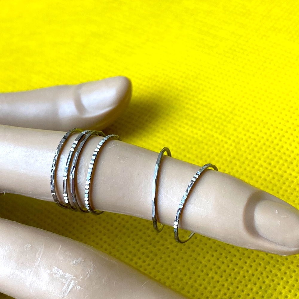 6 Assorted Sterling? Silver Stackable Rings Lot S… - image 3